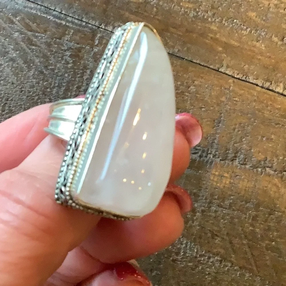 Rose Quartz with Vintage Band Ring Sz 8.5